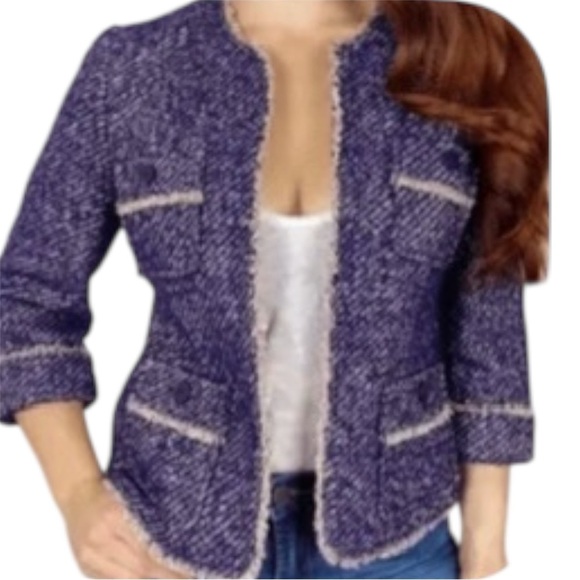 Talbots Jackets & Blazers - Talbots Purple Tweed Open Front Wool/Mohair/Alpaca Blazer Size 6
